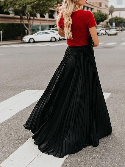 Women Fashion Casual Skirt Girls High Waist Long Skirts - ROUTINE FASHION