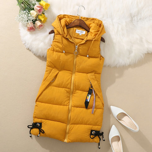 Sleeveless Waistcoat Mid-Length Hooded Waistcoat - ROUTINE FASHION