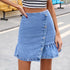 Fashion Temperament Ruffled Denim Skirt - ROUTINE FASHION