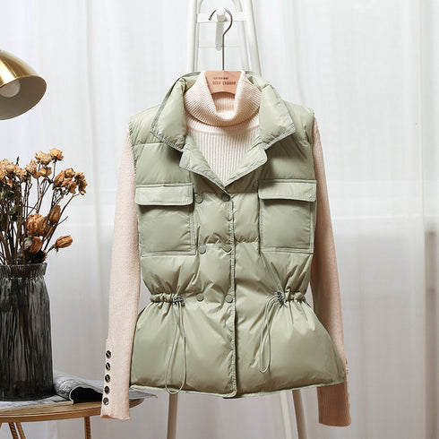 Short Vest Waistcoat Lightweight White-Duck-Down Ultra-Light Warm Women Sleeveless Female - ROUTINE FASHION