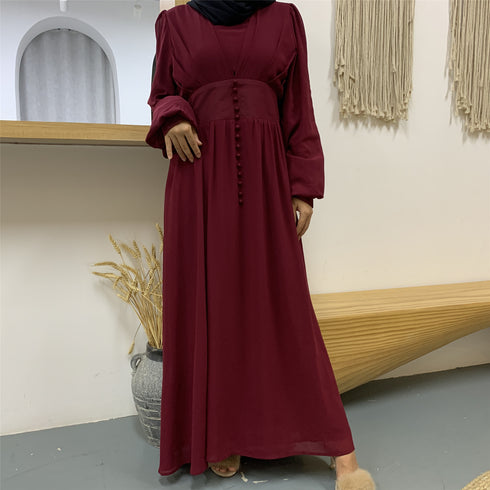 High-density Double Chiffon Fashion Simple And Elegant Muslim Dress - ROUTINE FASHION