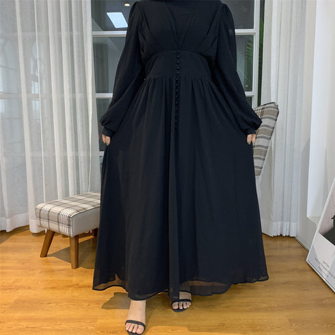 High-density Double Chiffon Fashion Simple And Elegant Muslim Dress - ROUTINE FASHION