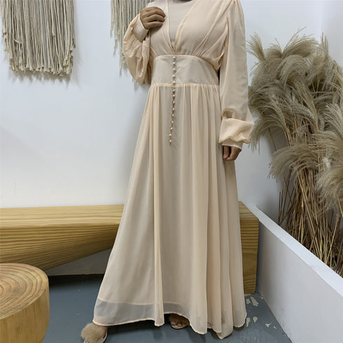 High-density Double Chiffon Fashion Simple And Elegant Muslim Dress - ROUTINE FASHION