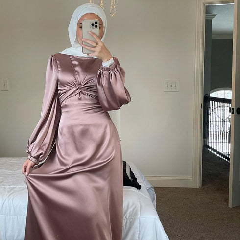 Ramadan Eid Mubarak Kaftan Dubai Abaya Turkey Muslim Women Hijab Satin Dress Islam Caftan Marocain Dresses Vestidos Robe Femme - ROUTINE FASHION