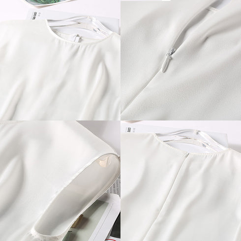 Khaki Women's Elegant Blouse Office Plus Size Tunic Satin Silk Blouse Basic Tops White Summer Chiffon Blouses for Women 2021 - ROUTINE FASHION