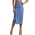 Button Irregular Slit denim High Waist Skirt - ROUTINE FASHION