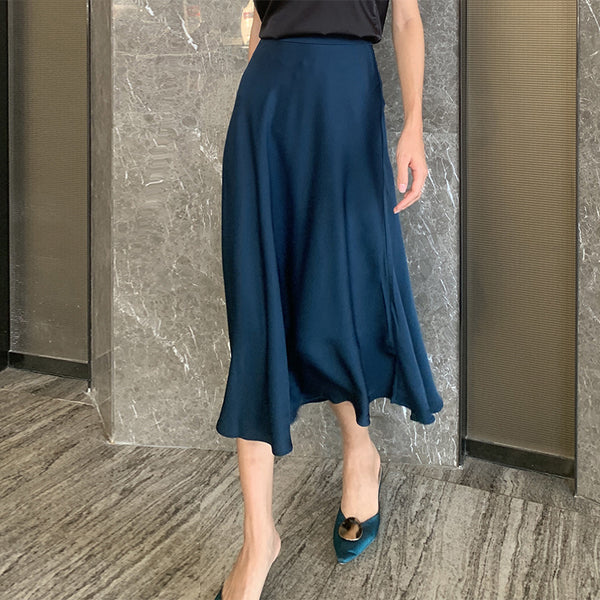 Acetate Satin A-Line Skirt, Satin Large Skirt - ROUTINE FASHION