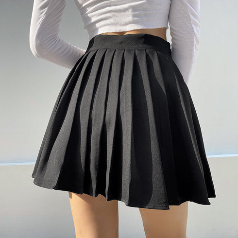 White Pleated Skirt Short Woman Elastic Waist Mini Skirts - ROUTINE FASHION