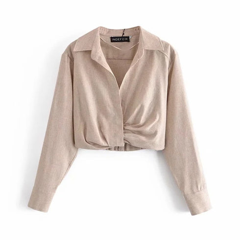 Pleated Decorative Linen Shirt Pleated Skirt Skirt - ROUTINE FASHION