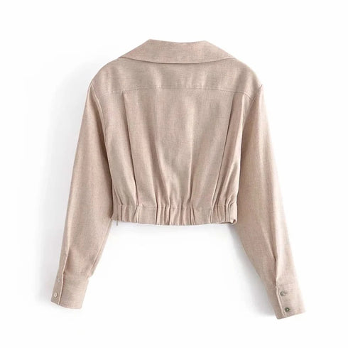 Pleated Decorative Linen Shirt Pleated Skirt Skirt - ROUTINE FASHION