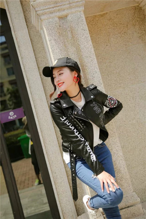 New Women Autumn Winter Faux Soft Leather Jackets Coats Lady Black - ROUTINE FASHION