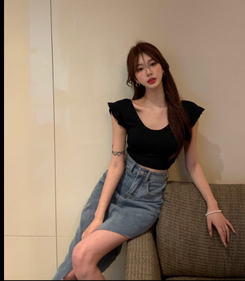 Women - ROUTINE FASHIONs Design sSense Of Denim Skirt Small Crowd - ROUTINE FASHION