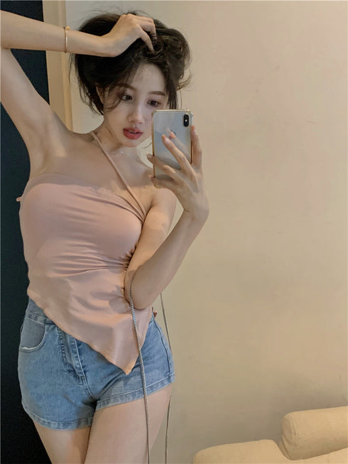 Sunscreen Pure Lust Short Irregular Tight Sexy Long-sleeved Top - ROUTINE FASHION