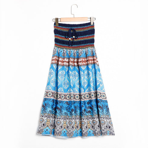 Floral A-Line Women'S Maxi Skirt Elastic High Waist - ROUTINE FASHION