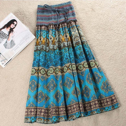 Floral A-Line Women'S Maxi Skirt Elastic High Waist - ROUTINE FASHION