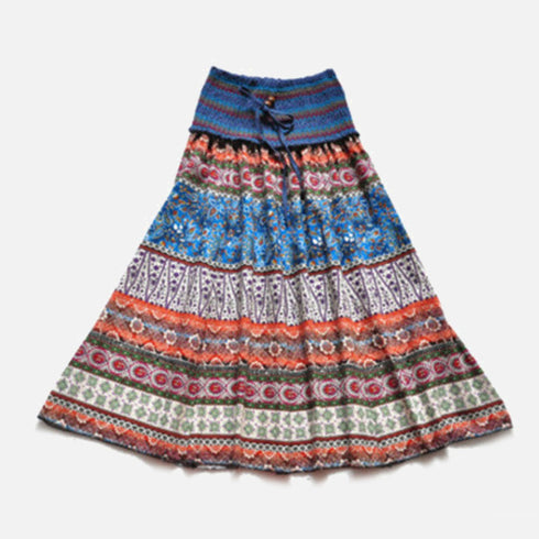 Floral A-Line Women'S Maxi Skirt Elastic High Waist - ROUTINE FASHION