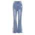 Fashion Ripped Casual Pants Bag Hip Contrast Frosted Bootcut Jeans - ROUTINE FASHION
