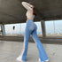 Fashion Ripped Casual Pants Bag Hip Contrast Frosted Bootcut Jeans - ROUTINE FASHION