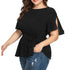 Blouse Women's Solid Short Sleeve Shirt - ROUTINE FASHION