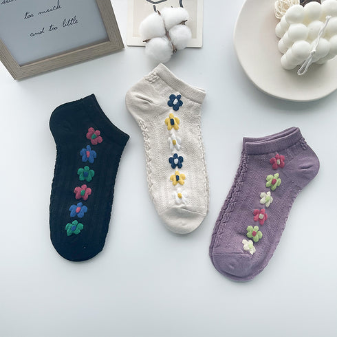 Retro Socks Shallow Mouth Flower Socks Women - ROUTINE FASHION