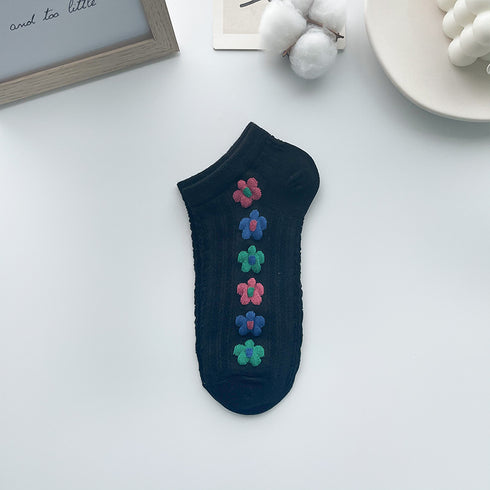 Retro Socks Shallow Mouth Flower Socks Women - ROUTINE FASHION