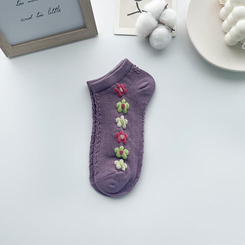Retro Socks Shallow Mouth Flower Socks Women - ROUTINE FASHION