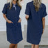 New Women's Solid Color Denim Pocket Denim Dress - ROUTINE FASHION