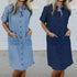 New Women's Solid Color Denim Pocket Denim Dress - ROUTINE FASHION