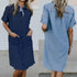 New Women's Solid Color Denim Pocket Denim Dress - ROUTINE FASHION