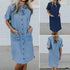 New Women's Solid Color Denim Pocket Denim Dress - ROUTINE FASHION
