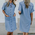 New Women's Solid Color Denim Pocket Denim Dress - ROUTINE FASHION