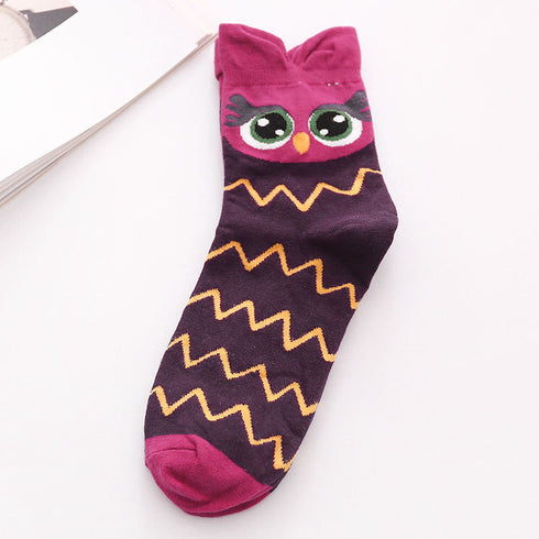 New Style Owl Socks Three-Dimensional Cartoon Socks Cotton Mid-Tube Women Socks - ROUTINE FASHION