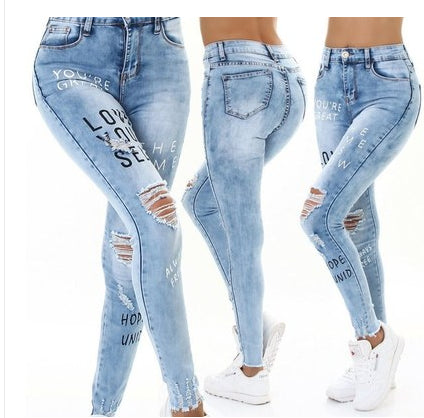 Trousers Jeans For Women Pants Solid White Style Slim Blue - ROUTINE FASHION