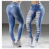 Trousers Jeans For Women Pants Solid White Style Slim Blue - ROUTINE FASHION