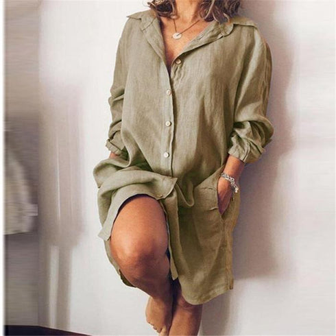 2022 Loose Mid Length Shirts Women Dress Cover-ups Tunics For Mini Dress - ROUTINE FASHION