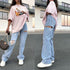 Women's Fashion Ripped Washed Straight Pants Jeans - ROUTINE FASHION
