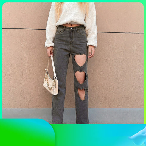 Women Flare Jeans Mid Waist Bell Jeans Stretch Slim Pants Length Jeans Fashion Design Vintage Wide Leg Denim Trousers Hole Jeans - ROUTINE FASHION