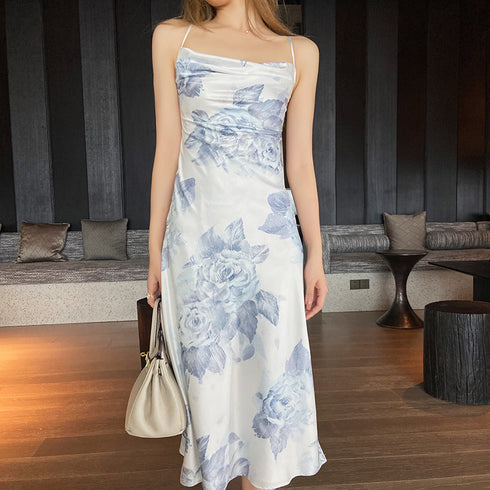 Adjustable Straps Pleated Skirt Floral Skirt - ROUTINE FASHION