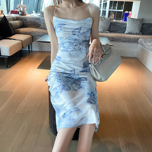 Adjustable Straps Pleated Skirt Floral Skirt - ROUTINE FASHION