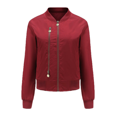 Bomber Jacket Women's Zipper Embellished Ribbed Cuffs Quilted Women's Jacket - ROUTINE FASHION