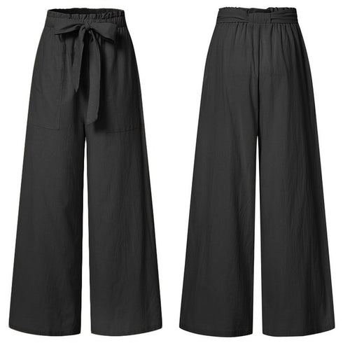 Women Pants Vintege Elastic Waist Long Pants Trousers - ROUTINE FASHION