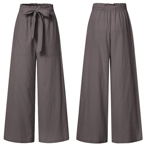 Women Pants Vintege Elastic Waist Long Pants Trousers - ROUTINE FASHION