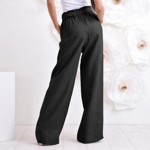 Women Pants Vintege Elastic Waist Long Pants Trousers - ROUTINE FASHION