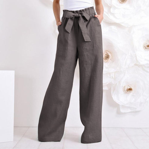 Women Pants Vintege Elastic Waist Long Pants Trousers - ROUTINE FASHION