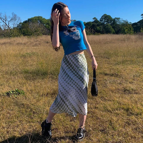 European And American Tie-dye High Waist Slim Wrap Hip Skirt - ROUTINE FASHION