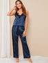 Two Pieces Satin Pajama Set V-Neck Pyjamas Cute Camisole - ROUTINE FASHION