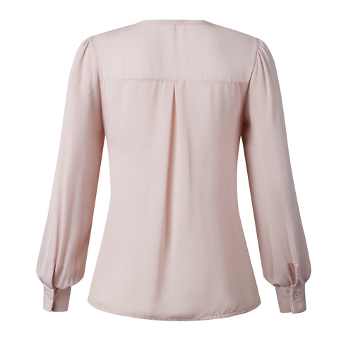 Fashion Simple V-neck Long-sleeved Blouse Blouse - ROUTINE FASHION
