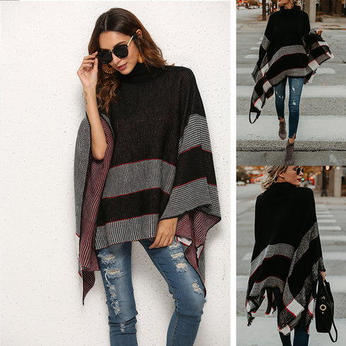 Cape sweater turtleneck sweater - ROUTINE FASHION