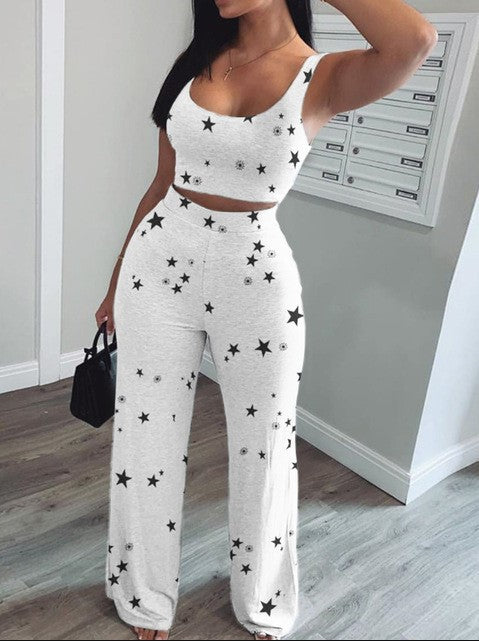 Vest Trousers Casual Sports Star Print Suit Women - ROUTINE FASHION