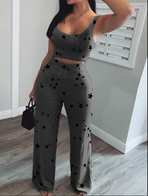 Vest Trousers Casual Sports Star Print Suit Women - ROUTINE FASHION